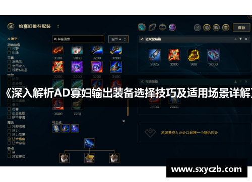 《深入解析AD寡妇输出装备选择技巧及适用场景详解》